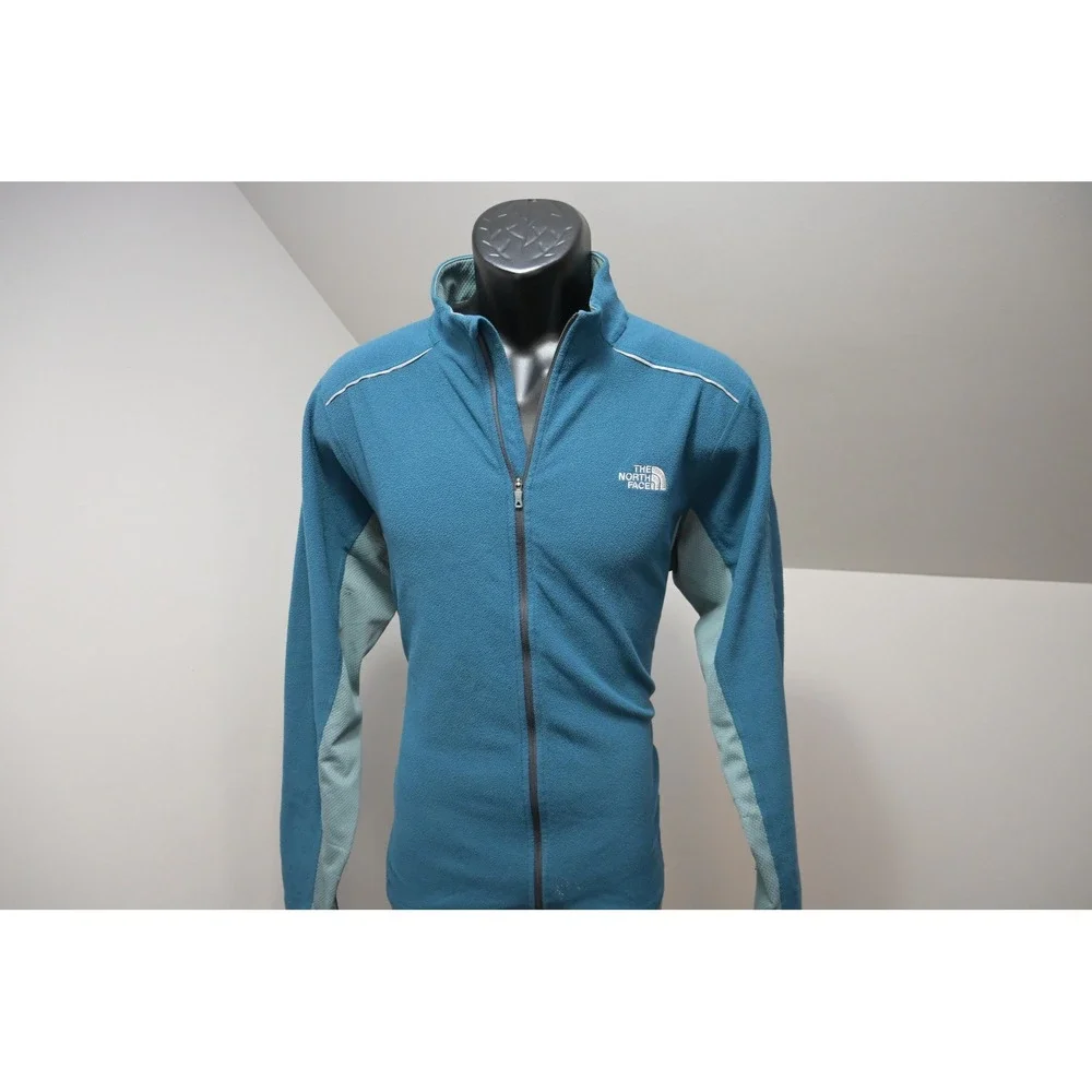The North Face Fleece Jacket Mens Large Blue Full Zip Mock Neck Camp Hiking
